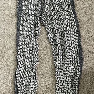 White and Black Designed American Eagle Outfitters Pants